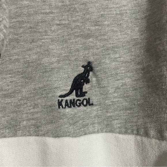 Kangol 3 Toned Striped Hoodie Collar Zipper Front/Back Logo | BLACK/WHITE/GRAY - Picture 4 of 10
